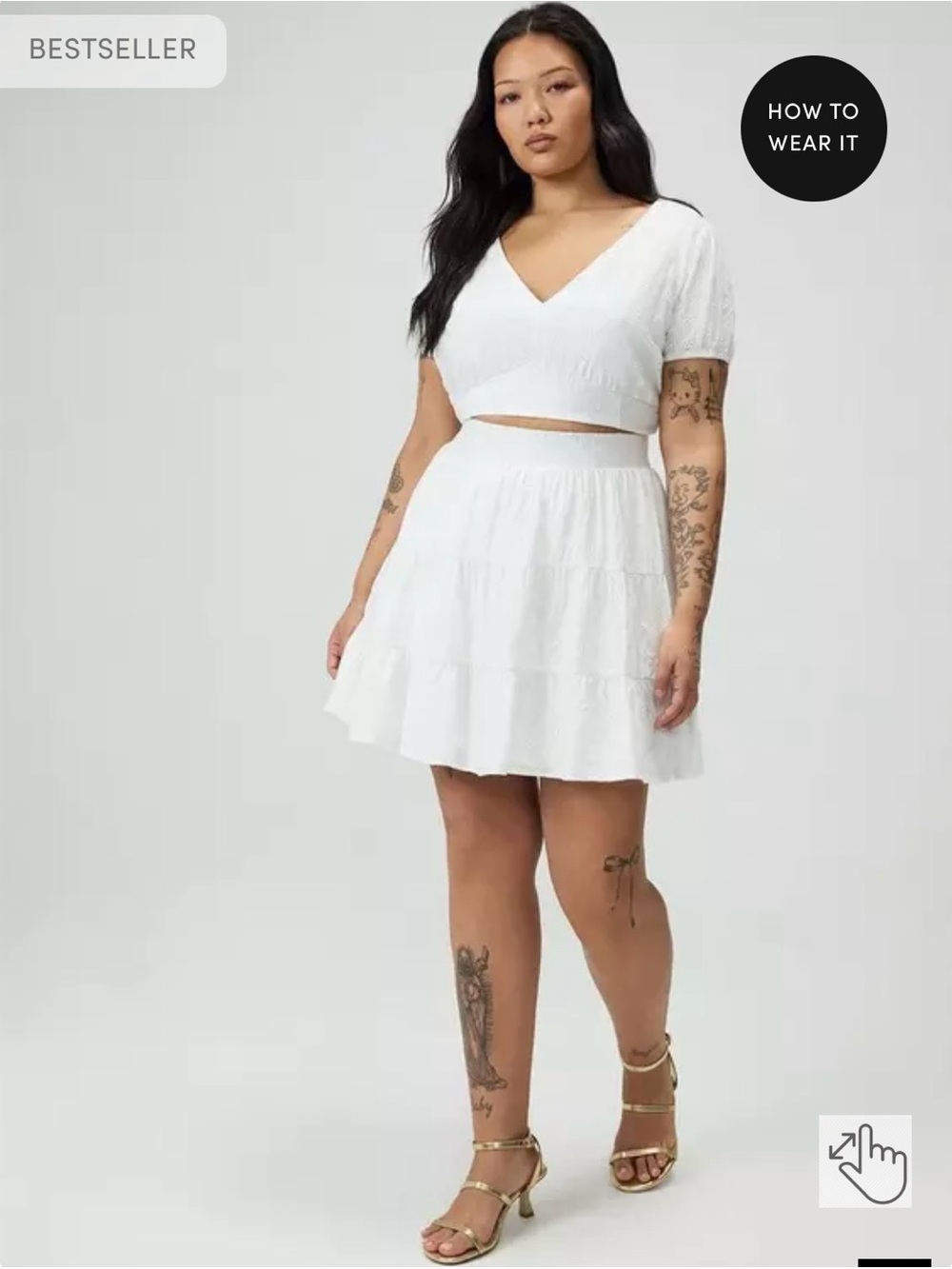 Plus Size Two Piece Eyelet Mini Skirt Set